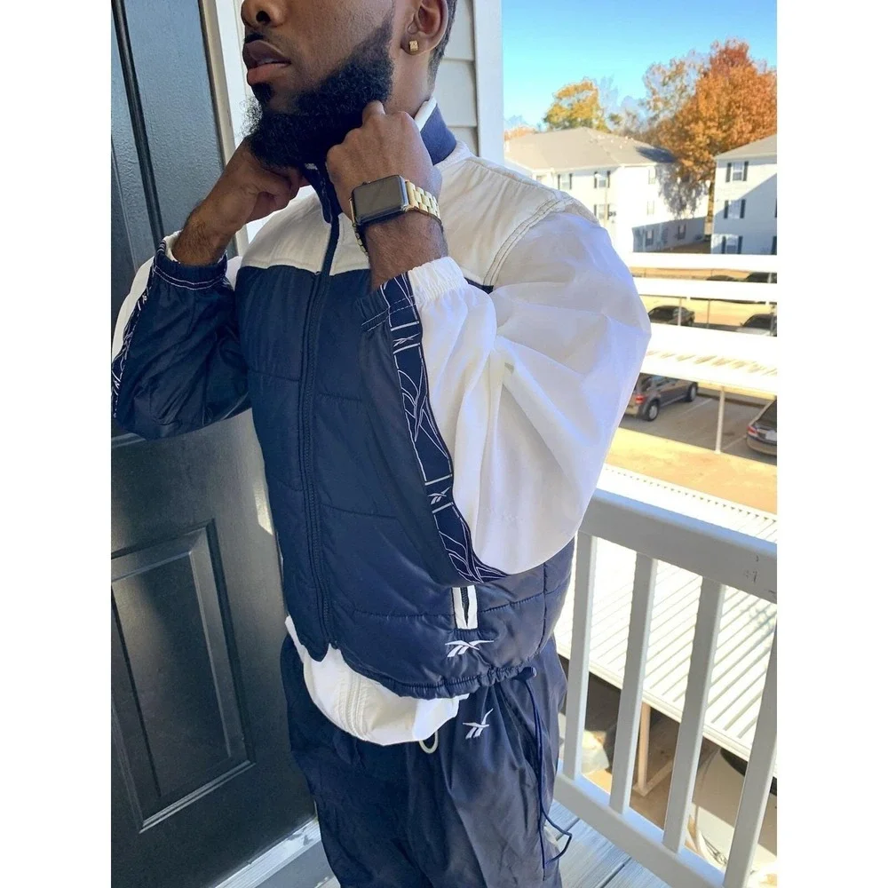 Vintage Blue 90s 3 piece Reebok set‎ puffer jacket vest pants Windbreaker